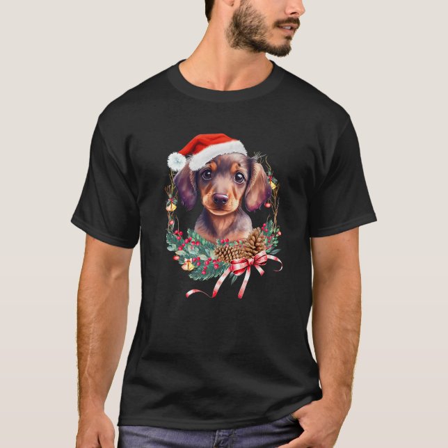 Dachshund Dog Christmas Wreath The Soul Keeper Pre T-Shirt (Front)
