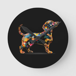 Dachshund Dog Clock, Neon Black Round Clock