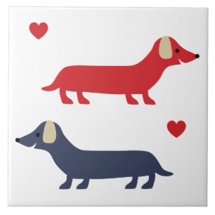 Dachshund Dog Colourful Doxies and Paws Ceramic Tile