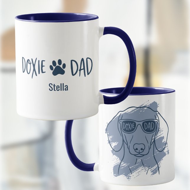 Dachshund Dog Dad Mug - Custom Name Ice Blue  (Creator Uploaded)
