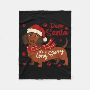 Dachshund Dog Dear Santa It's A Long Story Funny C Fleece Blanket