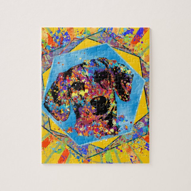 Dachshund dog  - Doxie Abstract Mixed Media Jigsaw Puzzle (Vertical)