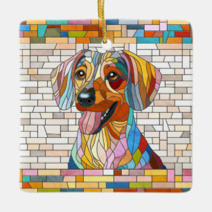 Dachshund dog  - Doxie -colourful mosaic Ceramic Ornament