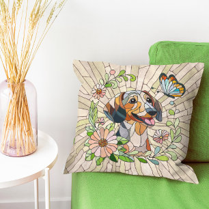 Dachshund dog - Doxie -colourful mosaic Cushion