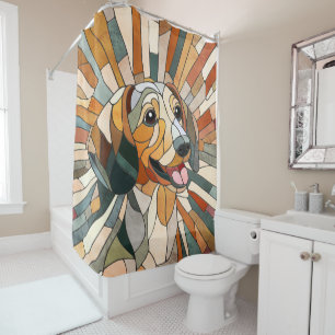 Dachshund dog - Doxie -colourful mosaic Shower Curtain