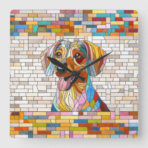 Dachshund dog  - Doxie -colourful mosaic Square Wall Clock