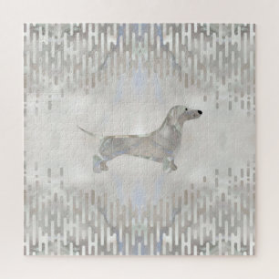 Dachshund dog - Doxie pearl silhouette Jigsaw Puzzle