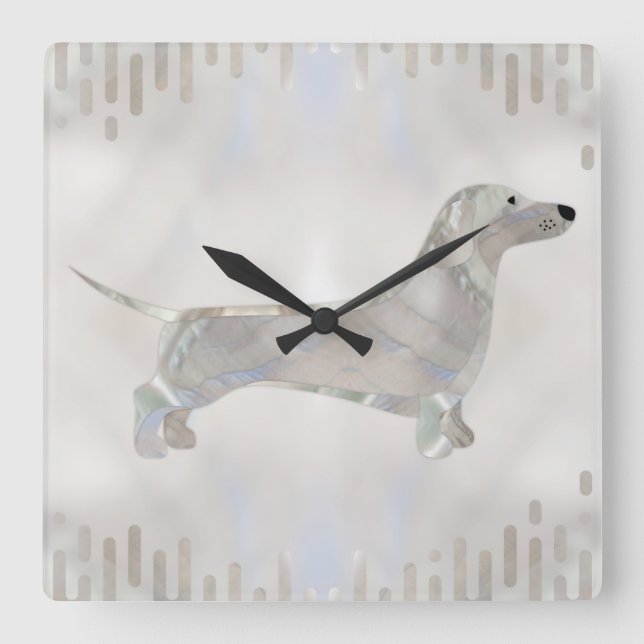 Dachshund dog  - Doxie pearl silhouette Square Wall Clock (Front)