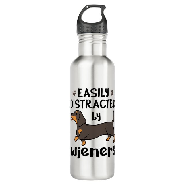 Dachshund Dog Easily Distracted by Wieners 710 Ml Water Bottle (Front)