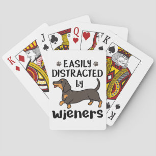 Dachshund Dog Easily Distracted by Wieners Playing Cards