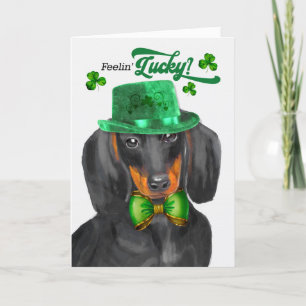 Dachshund Dog Feelin' Lucky St Patrick's Day Holiday Card