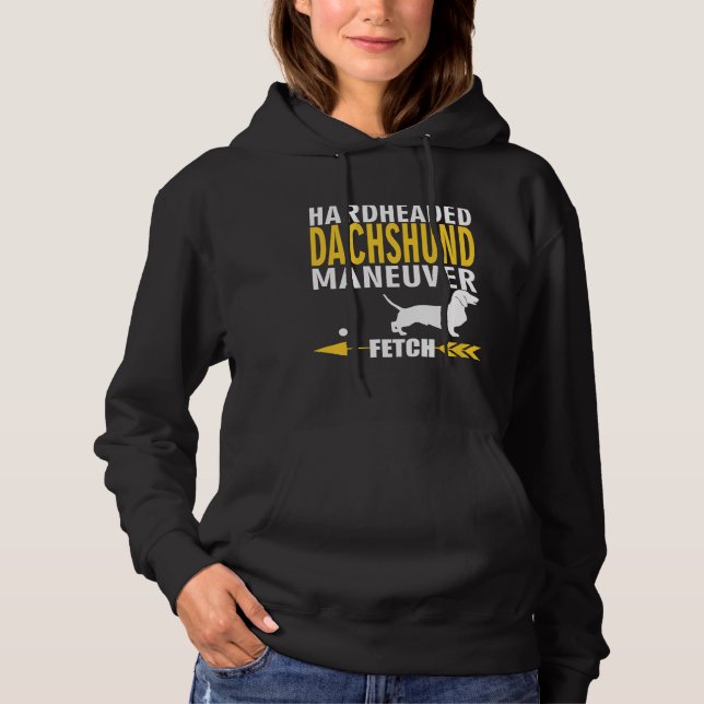Dachshund Dog Fetch Manoeuvre Funny Hoodie (Front)