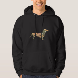 Dachshund Dog Floral Tropical Pattern Silhouette Hoodie