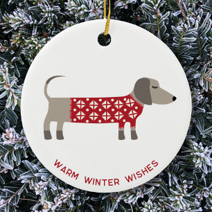 Dachshund Dog Fun Ceramic Ornament