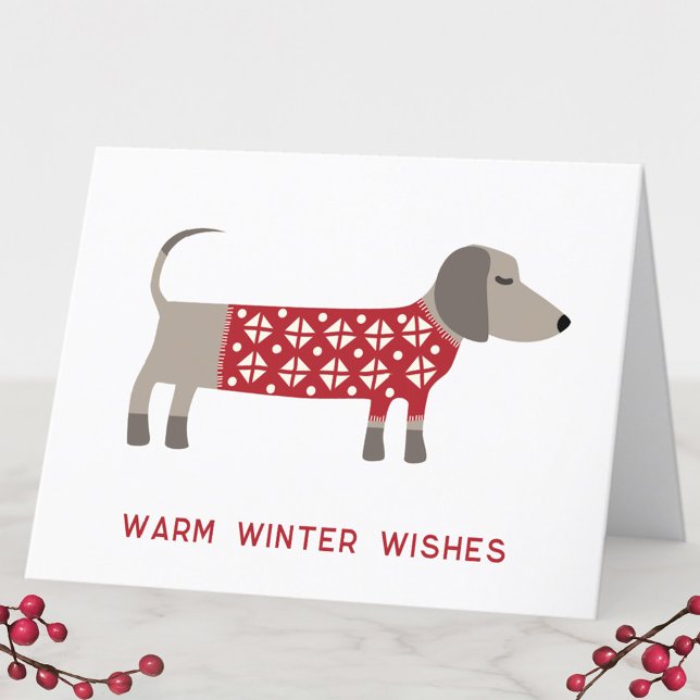 Dachshund Dog Fun  Holiday Card (Dachshund Christmas Card)
