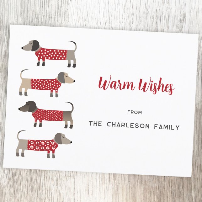 Dachshund Dog Fun  Holiday Postcard (Fun personalized Dachshund Sausage Wiener Dog holiday postcard)