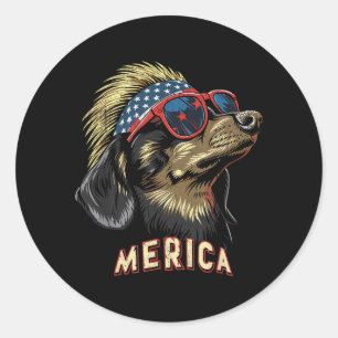 Dachshund Dog - Funny 4th of July American Flag Classic Round Sticker