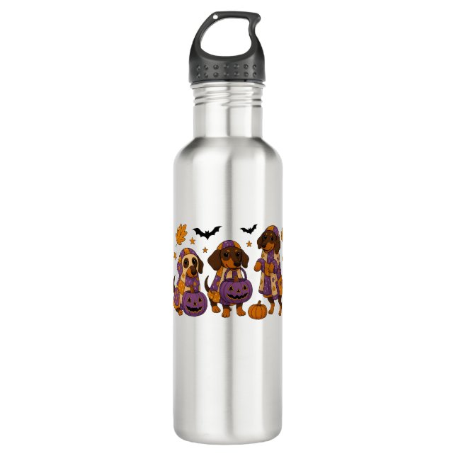 Dachshund Dog Ghost Halloween 710 Ml Water Bottle (Front)