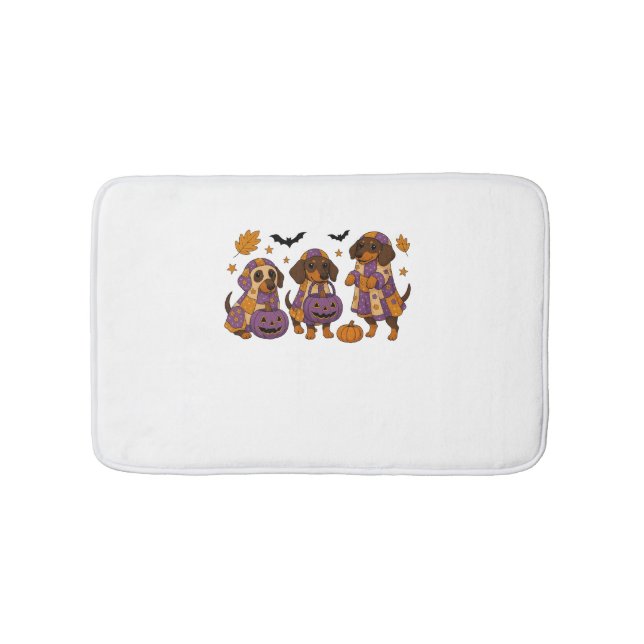 Dachshund Dog Ghost Halloween Bath Mat (Front)