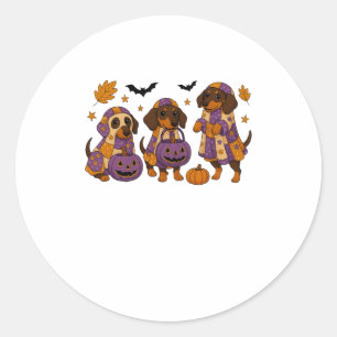 Dachshund Dog Ghost Halloween Classic Round Sticker