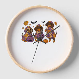 Dachshund Dog Ghost Halloween Clock