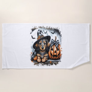 Dachshund Dog Halloween Beach Towel