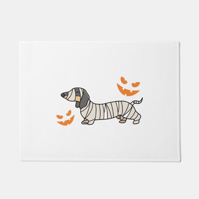 Dachshund Dog Halloween Candy Corn Full Moon Doormat (Front)