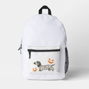 Dachshund Dog Halloween Candy Corn Full Moon Printed Backpack