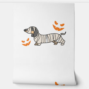Dachshund Dog Halloween Candy Corn Full Moon Wallpaper