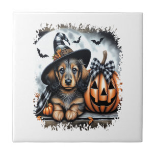 Dachshund Dog Halloween Ceramic Tile