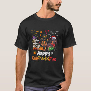 Dachshund Dog Halloween Christmas Happy Hallothank T-Shirt