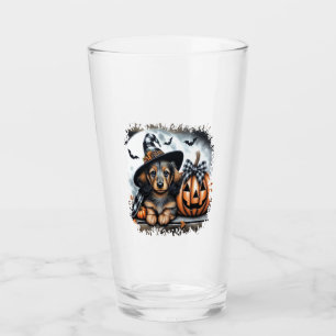 Dachshund Dog Halloween Glass