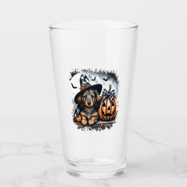 Dachshund Dog Halloween Glass (Front)
