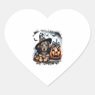 Dachshund Dog Halloween Heart Sticker