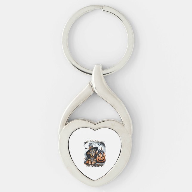 Dachshund Dog Halloween Key Ring (Front)