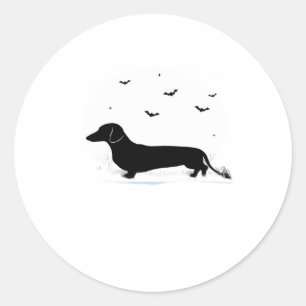 Dachshund Dog � Halloween Moon Silhouette Classic  Classic Round Sticker