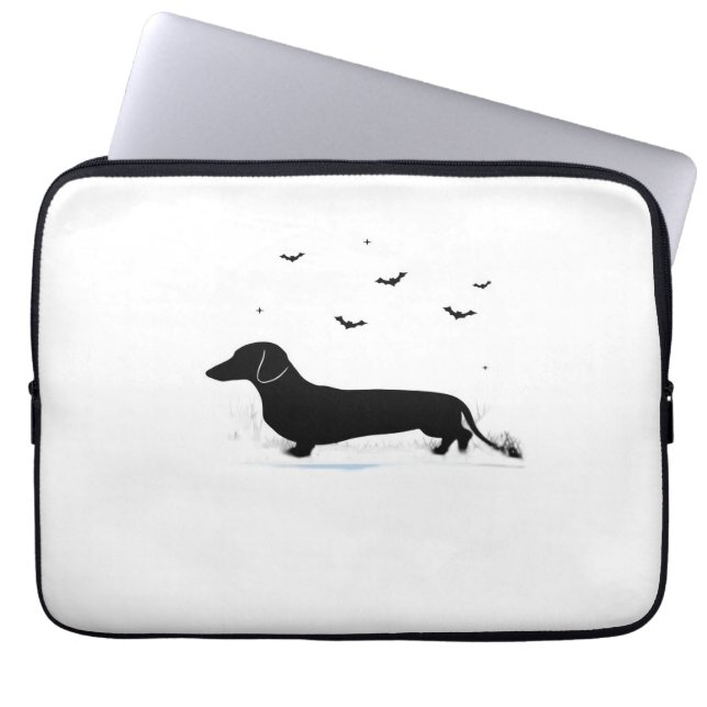 Dachshund Dog – Halloween Moon Silhouette Classic  Laptop Sleeve (Front)