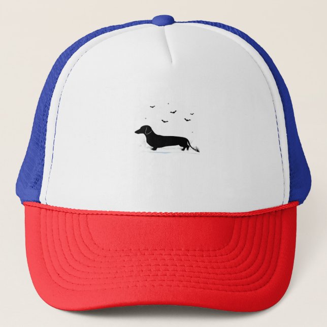 Dachshund Dog � Halloween Moon Silhouette Classic  Trucker Hat (Front)
