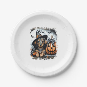 Dachshund Dog Halloween Paper Plate