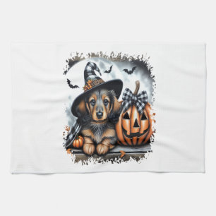 Dachshund Dog Halloween Tea Towel