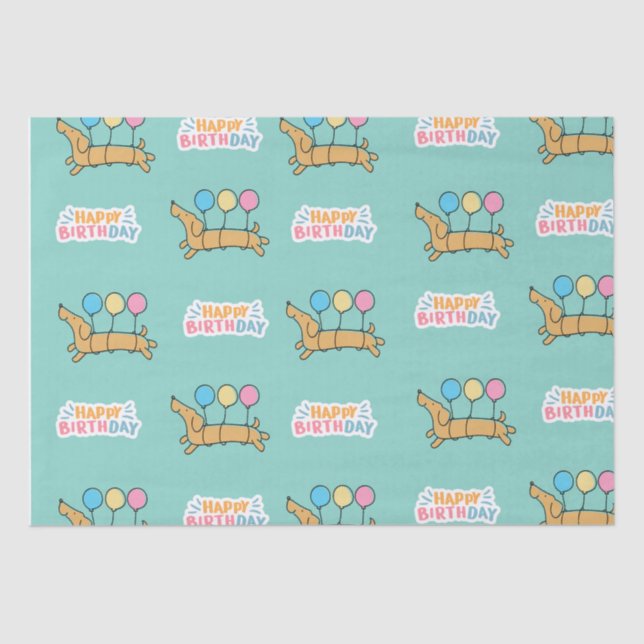 Dachshund Dog Happy Birthday Tissue Paper (Front)
