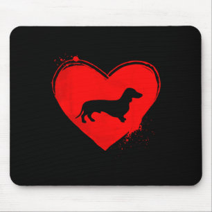 Dachshund Dog Heart Shape Valentine Dog Lovers  Mouse Pad
