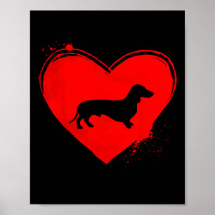 Dachshund Dog Heart Shape Valentine Dog Lovers  Poster