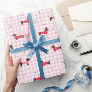 Dachshund Dog Heart Valentine's Day Wrapping Paper