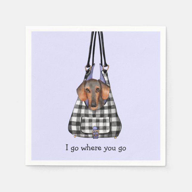 Dachshund Dog in a Bag Description Napkin (Front)