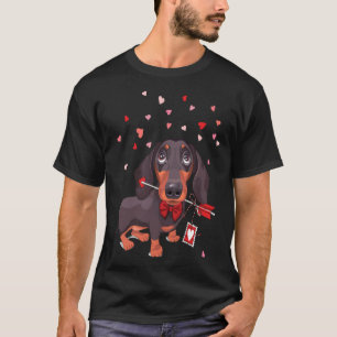 Dachshund Dog in a bow tie and with love arrow Val T-Shirt