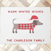 Dachshund Dog in a Santa Hat Personalised Holiday