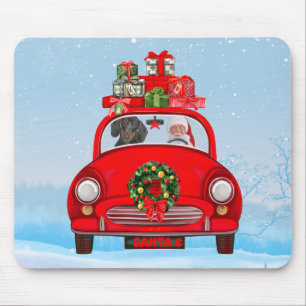 Dachshund Dog In Car With Santa Claus Mouse Pad