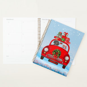 Dachshund Dog In Car With Santa Claus Planner