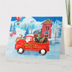 Dachshund Dog in Christmas Delivery Truck Snow Card
